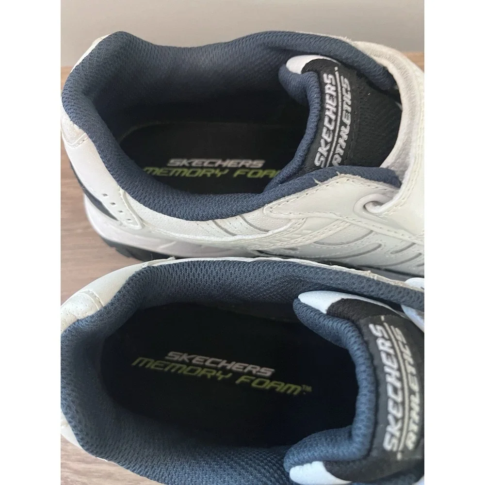 Skechers Mens After Burn Memory Shoes Sneakers Size 9 White & Navy Blue